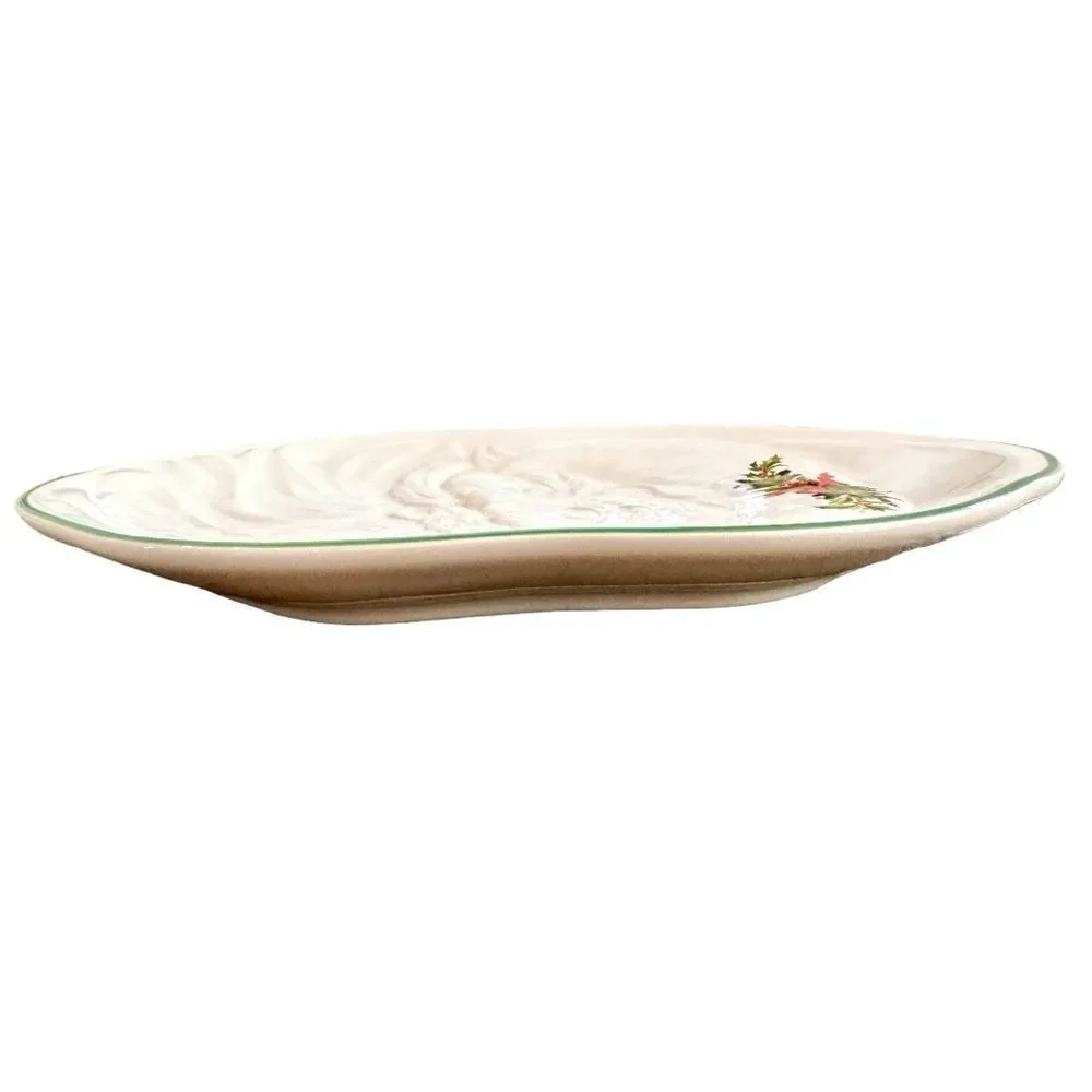 Pfaltzgraff Santa Claus Shaped Red Green Festive Christmas Serving Plate.